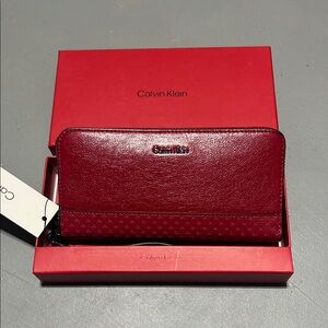 NWT Calvin Klein Red Leather Wallet